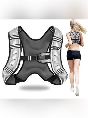(New) Metallic Silver Weighted Vest / Reflective Weight Running Vest ZUETK